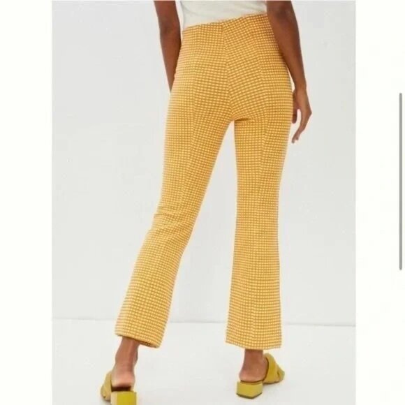 Anthropologie Maeve Mollie Kick Flare Yellow Gingham Pants Size Extra Large - Picture 5 of 5